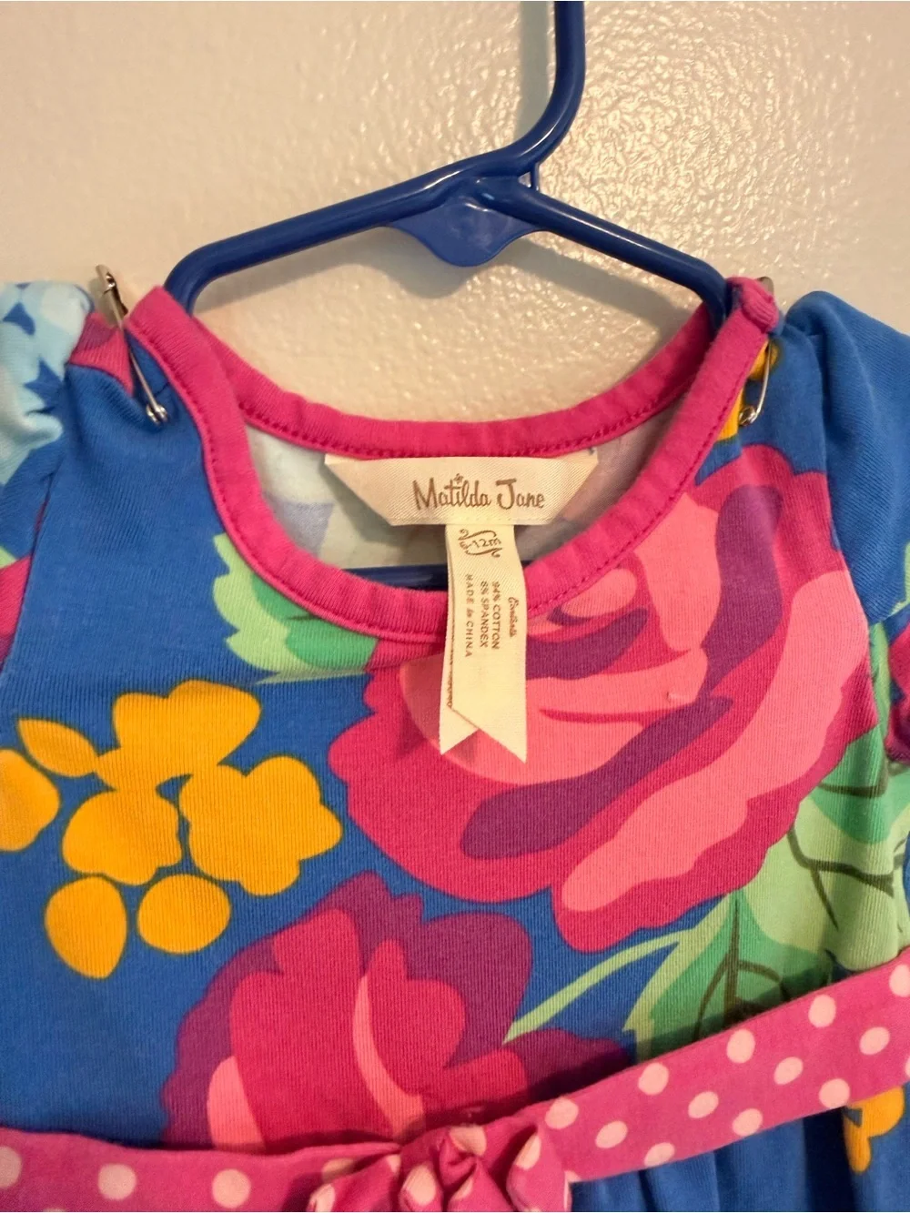 Matilda Jane Blue Floral Knit Dress | 6–12M | Boutique Girls Dress | EUC